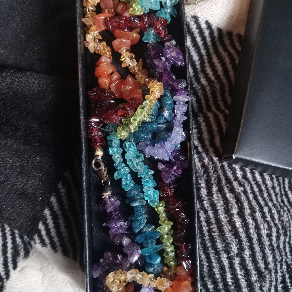Multicolor Gemstone Chip Necklace - image 3